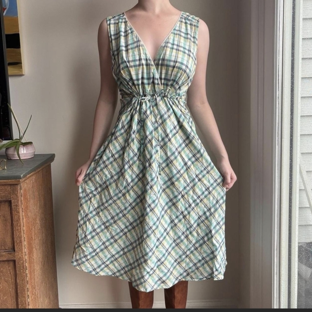 EUC Eddie Bauer Plaid Sleeveless Midi Dress